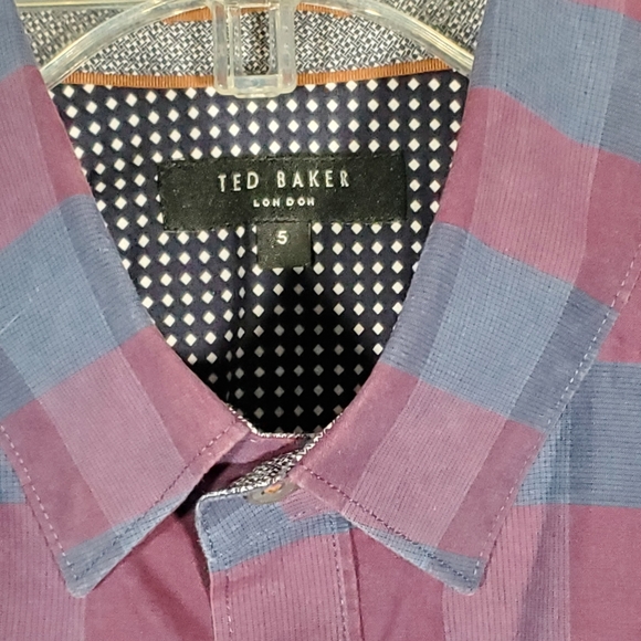 TED BAKER LONDON DESIGNER PLAID CONTRASTING TRIM FLIP CUFF FLANNEL SHIRT MENS 5 - Picture 3 of 7